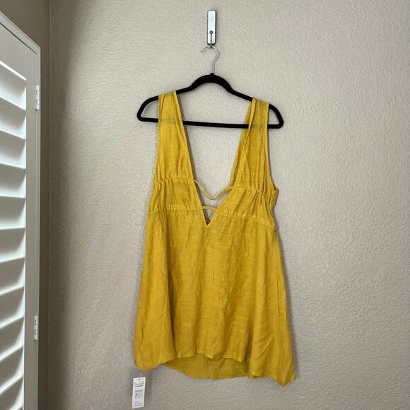 NWT Cupshe Swim Cover Up Long Shirt Small Yellow Mustard New - Picture 4 of 5